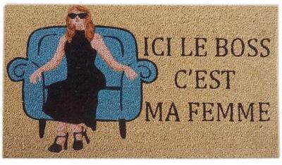 IH Casa Decor Coir Door Mat Ici Le Boss C'Est Ma Femme