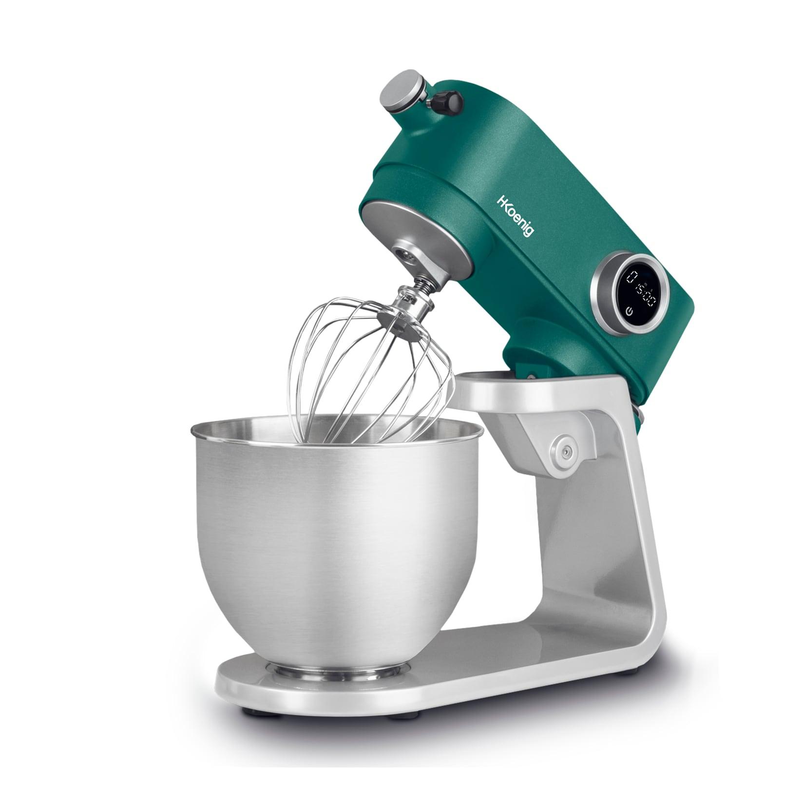 H.Koenig KM128 Küchenmaschine, professionell, multifunktionell, 5 l, Edelstahl, Mattgrün, leistungsstark, 800 W, 8 Geschwindigkeitsstufen, grün