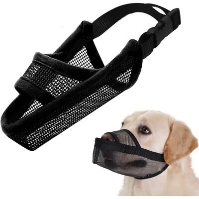 Pet Hub Adjustable Breathable Pet Dog Muzzle: Anti Bark & Bite Mesh Mouth Cover S 1