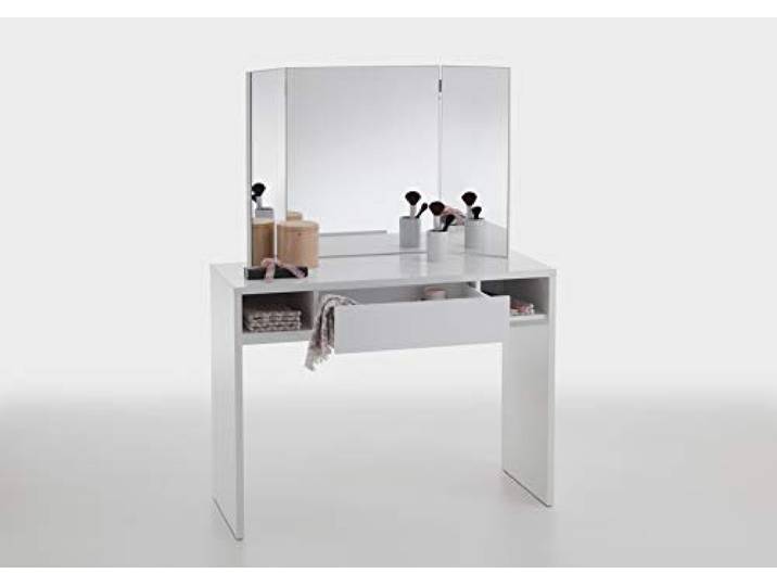 FMD Möbel, 939-001E Schminki 1 Schminktisch, spanplatte, weiß edelglanz, maße 136.0 x 100.0 x 41.4 cm (BHT)