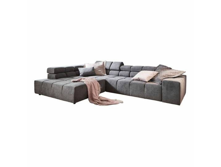 Candy Careno Ecksofa Cord oder Velours - Velours Matrix Steel ,