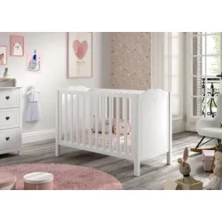 AMORI Babybett Liegefläche 60 x 120 cm, Lattenrost verstellbar, Weiß lackiert