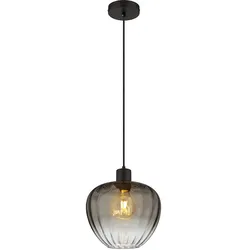 Pendelleuchte Rauchglas Hängelampe rauch Glas Esszimmerleuchte hängend, Metall, E27 Fassung, DxH 29x120 cm
