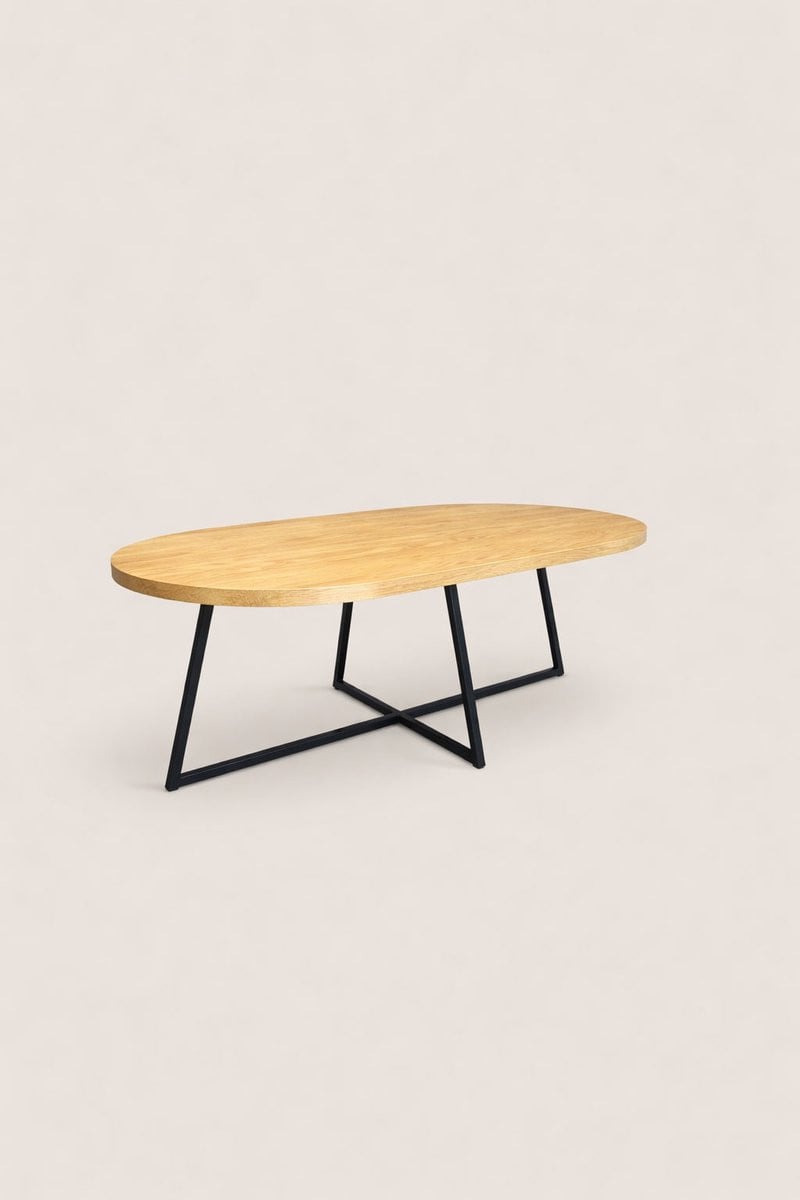 Ovale salontafel van mangohout in industriële stijl, Breedte: 120 cm