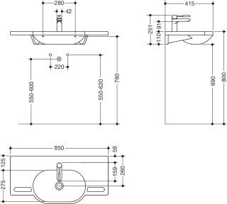 HEWI 950.19.008 72 Produktset WT u. Armatur,