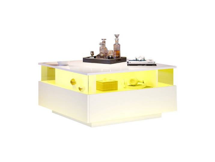Thanaddo Couchtisch Modernes Hochglanz-LED-Couchtisch Kaffeetisch,ideal für Wohnzimmer