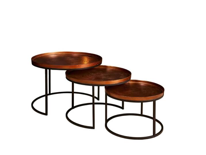 Table gigogne salon métal cuivré (lot de 3)