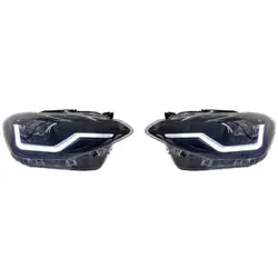 VOLL LED Tagfahrlicht Angel Eyes Scheinwerfer passend für BMW 1er F20/F21 11-15 schwarz mit dynamischen Blinker