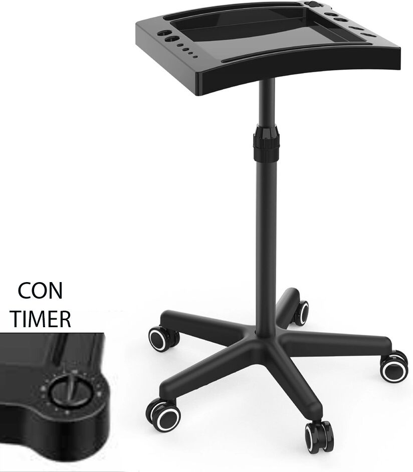 Melcap Carrello per Tintura per Parrucchiere con Timer Integrato e Altezza Regolabile