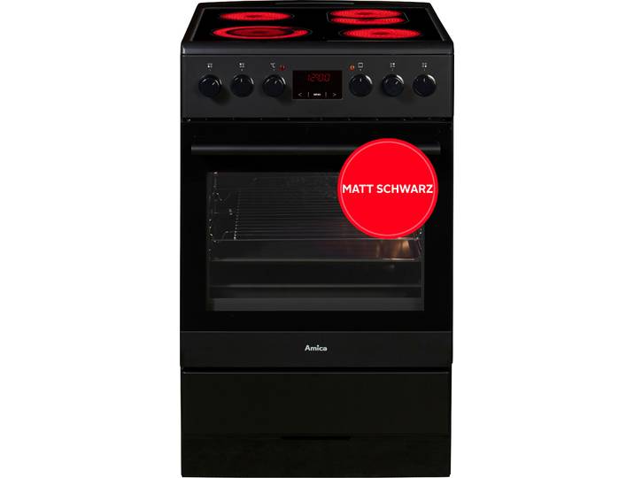 AMICA Elektro-Standherd SHC 11503 SM , Energieeffizienz: A, schwarz (schwarz, matt), Herdsets, Komfortables Kochen und Backen mit bequemer Handhabung, Elektro-Standherd