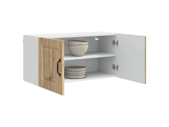 KTHLBRH Wandschrank PORTO Eiche Handwerk 80 x 31 x 40 cm Technisches Holz, 2 Einlegeböden, 2 Türen, Wandmontage, Aufbewahrungslösung für die Küche