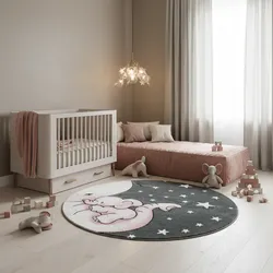 Kinderteppich TASNA, mit Elefanten-Motiv, Rosa, Ø 120 cm