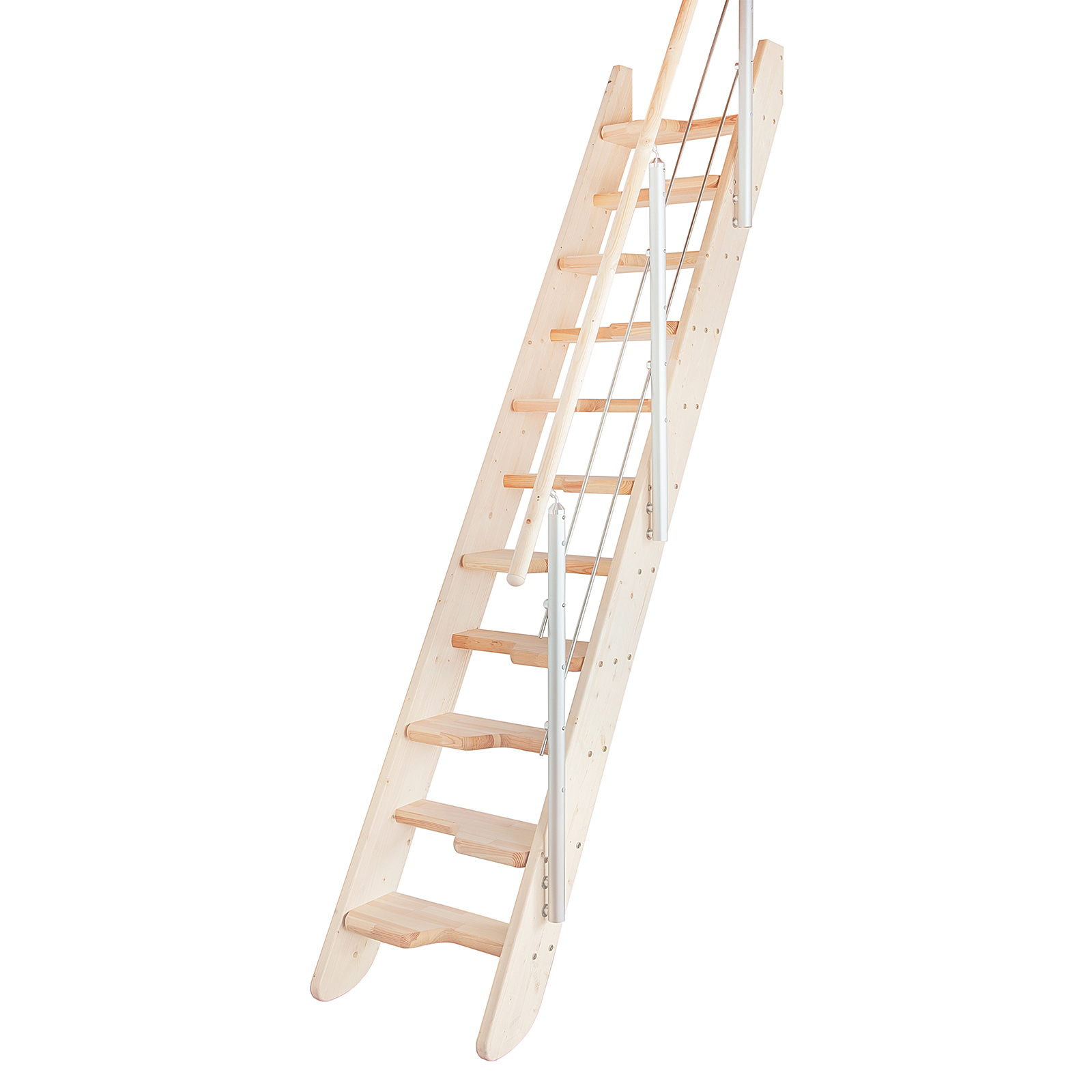 Treba Frewa Treppengeländer für die Holz-Raumspartreppe WoodStep AluTec eloxiert 1 Handlauf ø42x3000mm Fichte roh