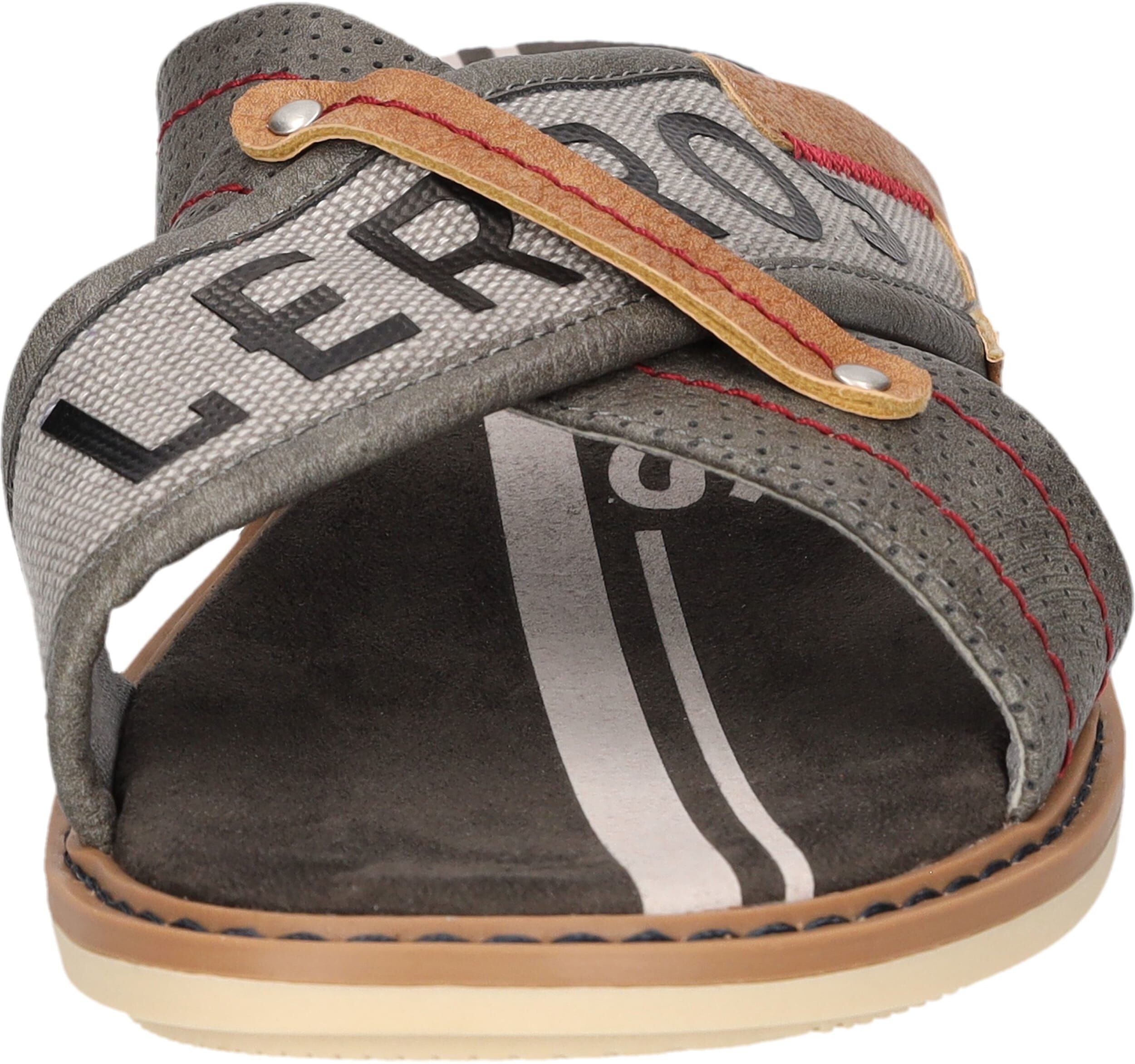 Pantolette LERROS, Herren, Gr. 40, Synthetik, grau (grau kombiniert), Lederimitat, Schuhe Pantolette, Sommerschuh, Strandschuh, Schlappen zum Schlupfen grau kombiniert 40, Synthetik