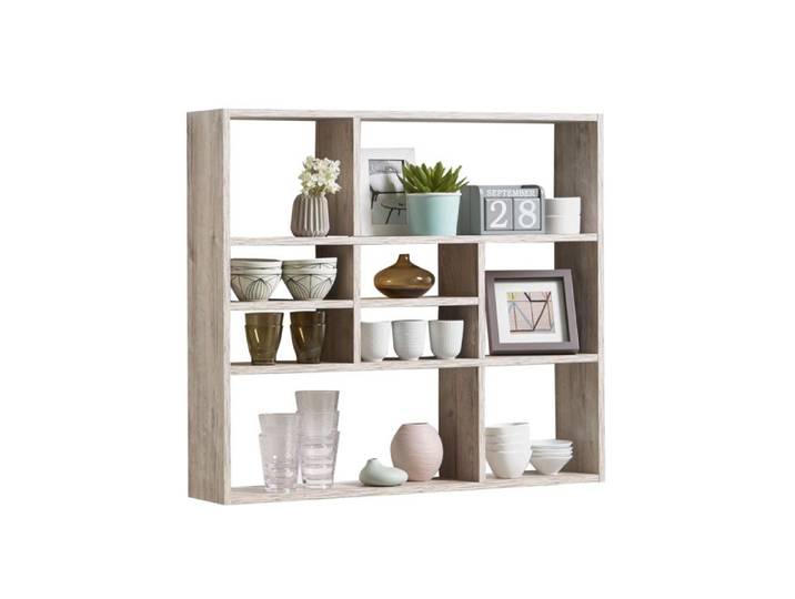 Etagère murale à cases en bois imitation chêne sable - ET13041-4 - Beige - Terre de Nuit
