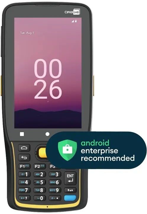 CipherLab RK26 Rugged Android Mobile Computer - 4in WVGA, Mid-Range 2D Imager, Numeric + Function Keypad, Wi-Fi, Bluetooth, NFC, Android 12 GMS, 4GB/6