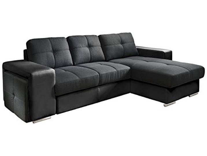 Mivano Cotta C209660 C310/H360 Polsterecke mit Schlaffunktion und Bettkasten, 278 x 157 cm, Kunstleder und Strukturstoff im schwarz