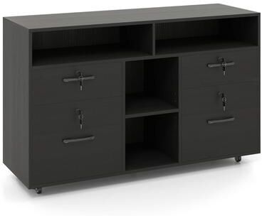 Mobile File Cabinet w/Lock & File Drawers & Adjustable Shelf