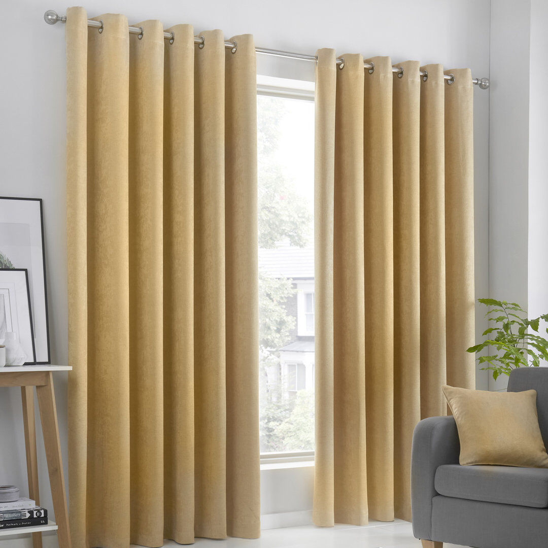 Fusion Room Darkening Curtain Pair Ochre Yellow Width 229 x Drop 275 cm