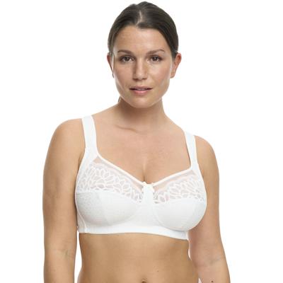 Bügelloser BH SUSA "Classic", Damen, Gr. 90, Cup E, weiß, Obermaterial: 54% Polyamid, 27% Baumwolle, 19% Elasthan, unifarben, bequem, BHs, Spitze, genähte Cups, Jacquard-Muster, elastisch, Komfortträger