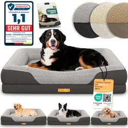 ELONEO Orthopädisches Hundebett, Grau - Größe XL