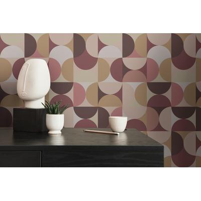 Vliestapete LIVING WALLS "LIMITED – Retro Formen", bunt (schwarz), B:0,53m H:0m L:10,05m, Vlies, Tapeten, Abstrakte Bögen und Halbkreise in harmonischen Retro-Farben