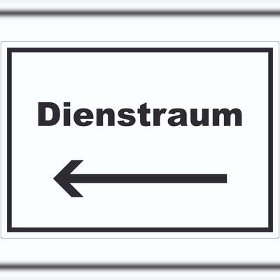 HB-Druck Dienstraum Aufkleber mit Text und Richtungspfeil links Büro waagerecht A4 (210x297mm)