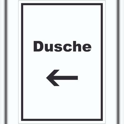 HB-Druck Dusche Aufkleber mit Text und Richtungspfeil links waschen Hygiene hochkant A0 (841x1189mm)