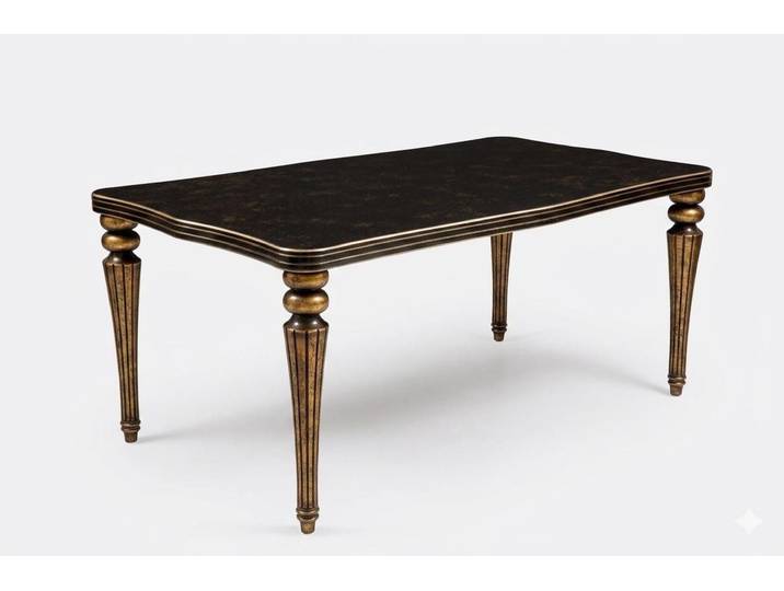 JVmoebel Esstisch Eleganter Dunkler Esstisch Goldene Akzente Klassisch Luxus Design, Made in Europa