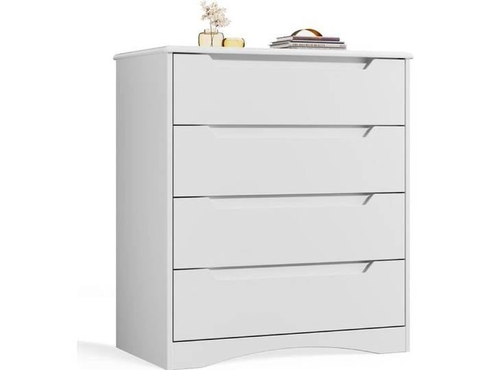 Commode - BEALIFE - 4 tiroirs - Blanc - Style scandinave - 71 x 40 x 82 cm