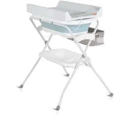 Cangaroo Babywanne Wickeltisch Como 2 in 1 faltbar, Wickelauflage, Zubehörfach blau
