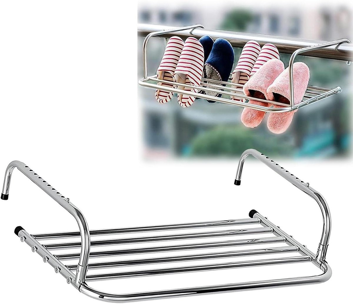 Zilveren hangende droger en kledingrek voor op de radiator, ruimtebesparend met verstelbare armen, B/D/H: 40 x 38 x 18 cm