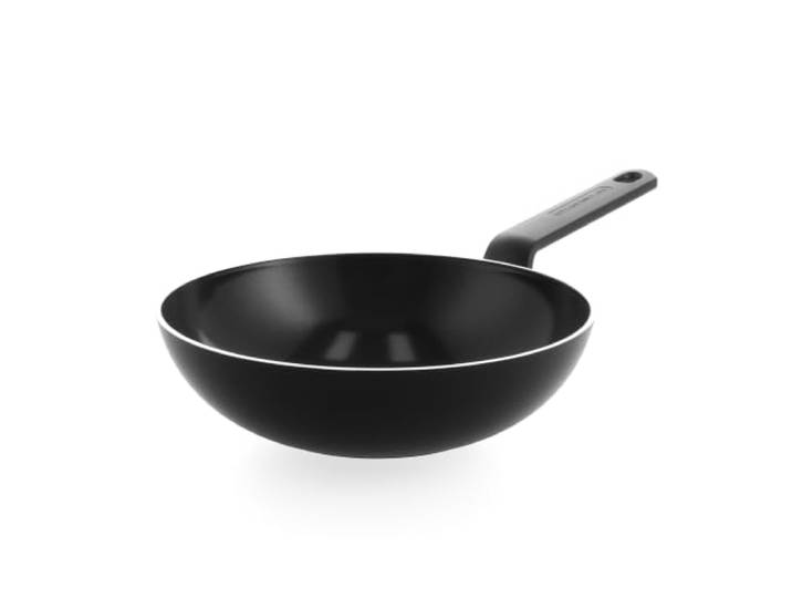 BK Infinity Wok 28 cm, PFAS-freie Keramik-Antihaft, Induktion Stapelbares Design, gleichmäßige Wärmeverteilung, spülmaschinengeeignet und backofenfest bis 160 °C, Schwarz