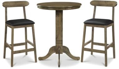 Costway 3 Pieces Wood Bar Table Set for 2 Round Pub Table with Pedestal Base and 2 Armless Stools