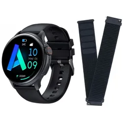 Neuer Smartwatch GlacierX Polaris Black + Smartwatch-Armband GlacierX Grip Strap Nylon Schwarz 22mm