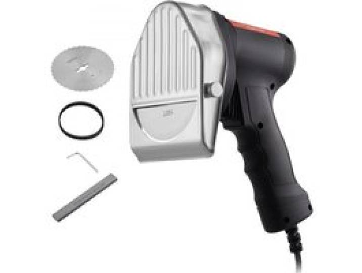 VEVOR Elektrisches Schawarma-Messer, 80 W, Türkisches Kebab-Messer, Kommerzieller Gyro-Schneider aus Edelstahl, Döner-Kebab-Fleischschneider mit 2 Klingen, 100 mm Klingendurchmesser