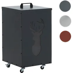 Pelletbehälter HWC-Q30 Hirsch, Pelletbox Aufbewahrungsbox für z.B. Tierfutter, Rollen Füße 65x36x36cm ~ anthrazit
