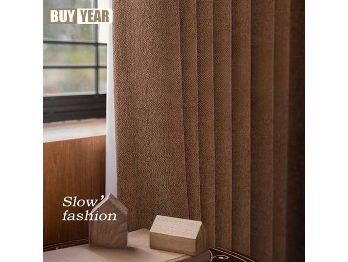 Maillard français Caramel Chenille rideaux pour salon balcon chambre Antique coton et lin haut de gamme rideau tissu fenêtre