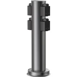 ledscom.de Garten Steckdosensäule PORU für außen, IP44, 4-fach, Edelstahl, anthrazit, rund, 39 cm