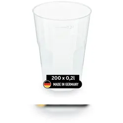 DeinPack 200 Cocktailbecher 200ml Made in Germany  wiederverwendbare Getränkebecher mit Eichstrich