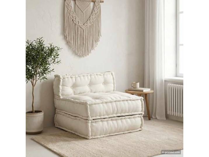 HNSMFPRE Modulares Sofa, 70 x 70 x 54 cm, cremefarben, Baumwollstoff Schaumstoffpolsterung, bequemer Sitz, vielseitig einsetzbar, modulares Design