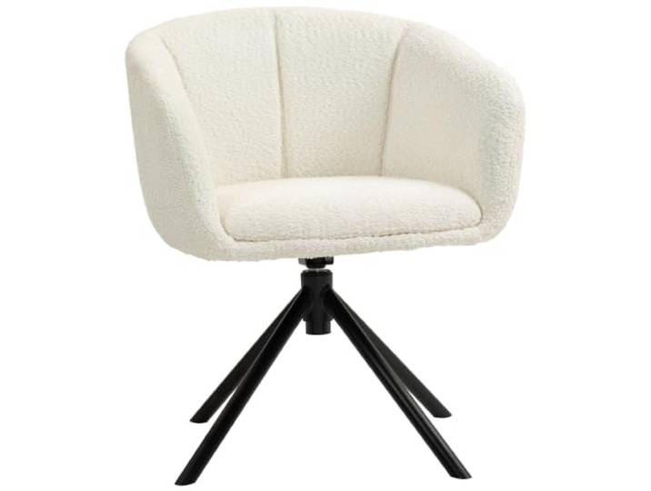 HOMCOM Sessel Wohnzimmer Drehbar Loungesessel mit Metallbeine Cremeweiß