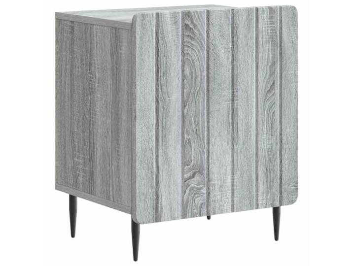 KUPTYERFG Nachttisch Graues Sonoma 43x34,5x52 cm Beistelltisch mit Tür Kompakter Schrank aus Holzwerkstoff mit leiser Pendeltür und stabilen Metallbeinen für Ordnung im Schlafzimmer.