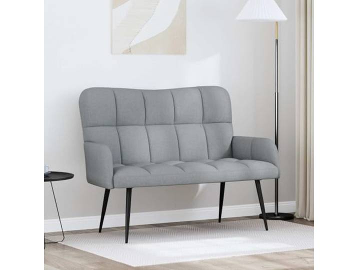 KGHERMDF 2-Sitzer Sofa Hellgrau 115x61x87 cm Stoff Polyester 100% Polyesterbezug, Holzwerkstoff und Metall, weiche Polsterung, minimalistisches Design, einfache Reinigung