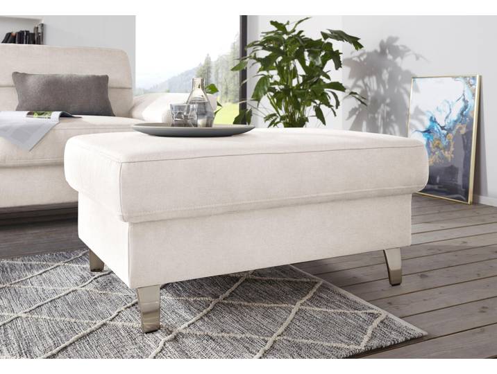 Polsterhocker, Stoff, Beige, 100×66 cm, Polyätherschaum-Polsterung, Sit&More