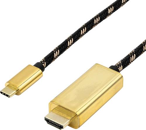 Roline USB-C / HDMI Adapterkabel USB-C Stecker, HDMI-A Stecker 1.00m Schwarz/Gold 11.04.5844 USB-C-Displaykabel