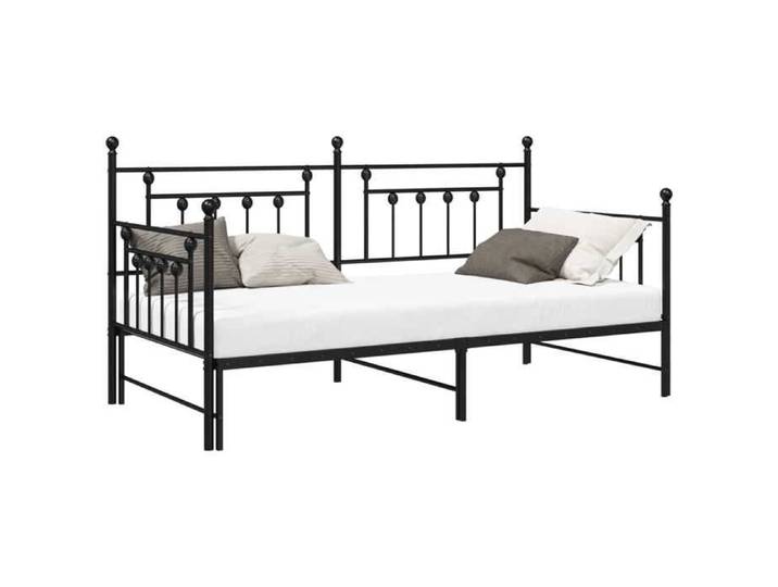 LIT - Cadre de Lit de jour - Lit Banquette/repos - Noir 90x200 cm Acier - pour adulte BE6397177