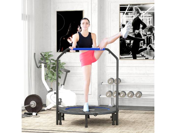 HOMCOM Trampoline Pliable Ø114cm Poignée Ajustable Acier Noir