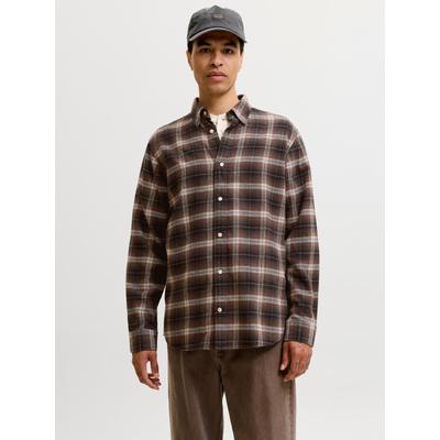 Langarmhemd JACK & JONES "JJEFIELD CHECK SHIRT LS SN", Herren, Gr. L, N-Gr, schwarz, Web, Obermaterial: 100% Baumwolle, kariert, normal normal, ohne Ausschnitt, 2-Knopf-Manschette, Hemden, Baumwolle, normal geschnitten