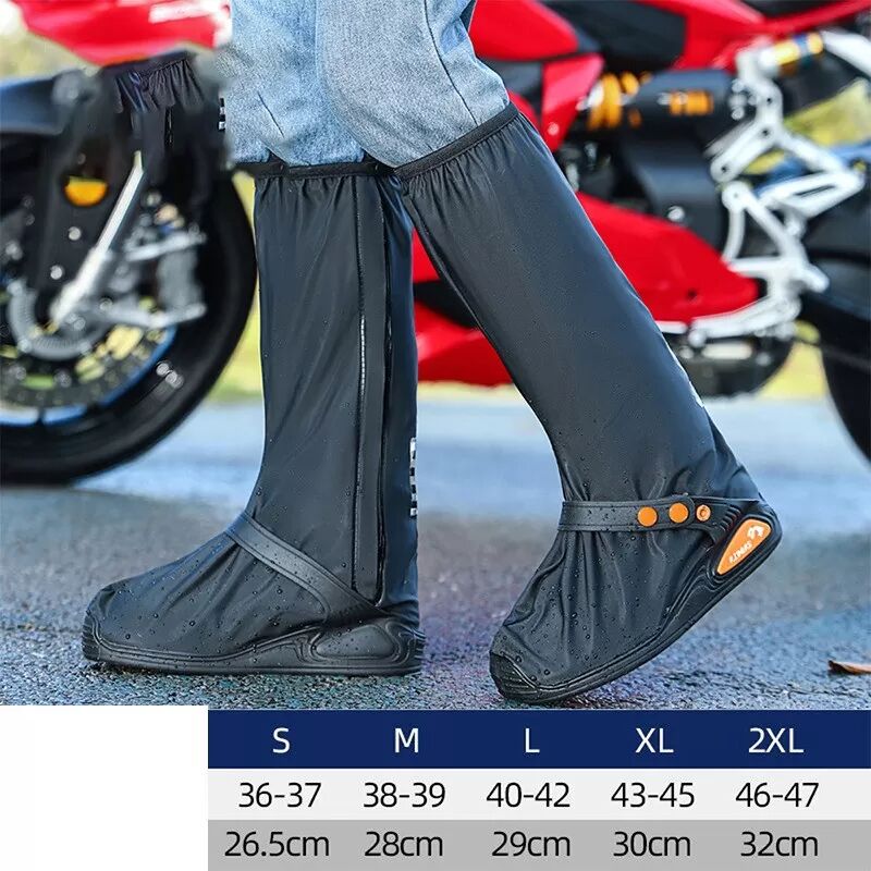 INF Wasserdichte, hohe Überschuhe für Herren – Ideal für Radfahren und Outdoor-Aktivitäten M Schwarz